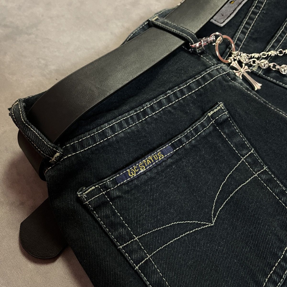Japanese Brand 2000s Status Jeans Lace-Up Flared Denim / Y2K Punk Rock Size 26" / US 2 / IT 38 - 6 Thumbnail