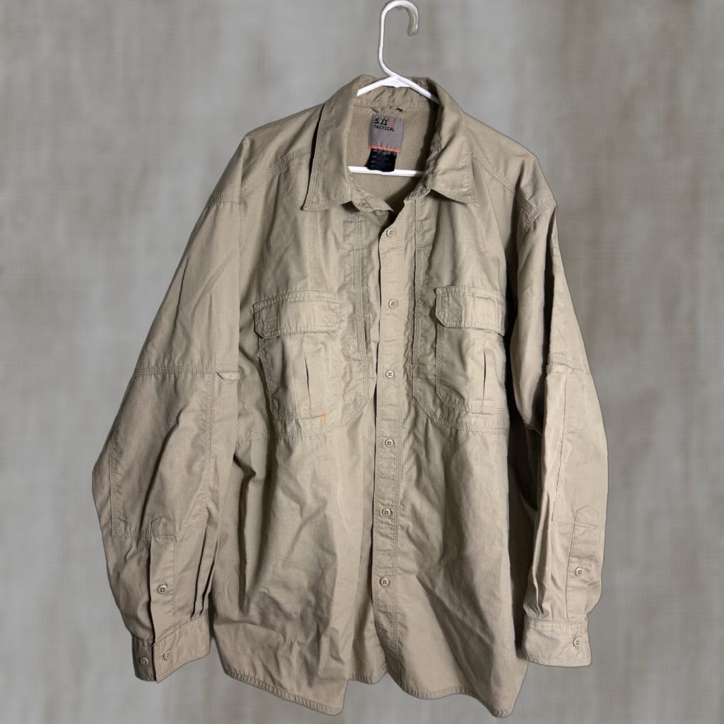 Vintage 5.11 Tactical Taclite Pro Shirt Mens XXL Beige Ripstop Vented Long Sleeve 72175 Size US XXL / EU 58 / 5 - 1 Thumbnail