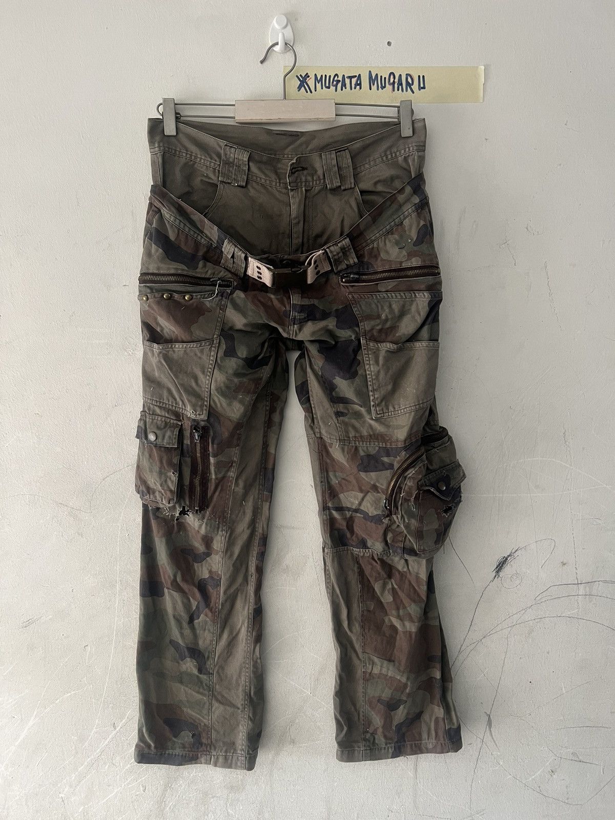THRASHED🔥CAMO DOUBLE WAIST 3D CAMO PANT