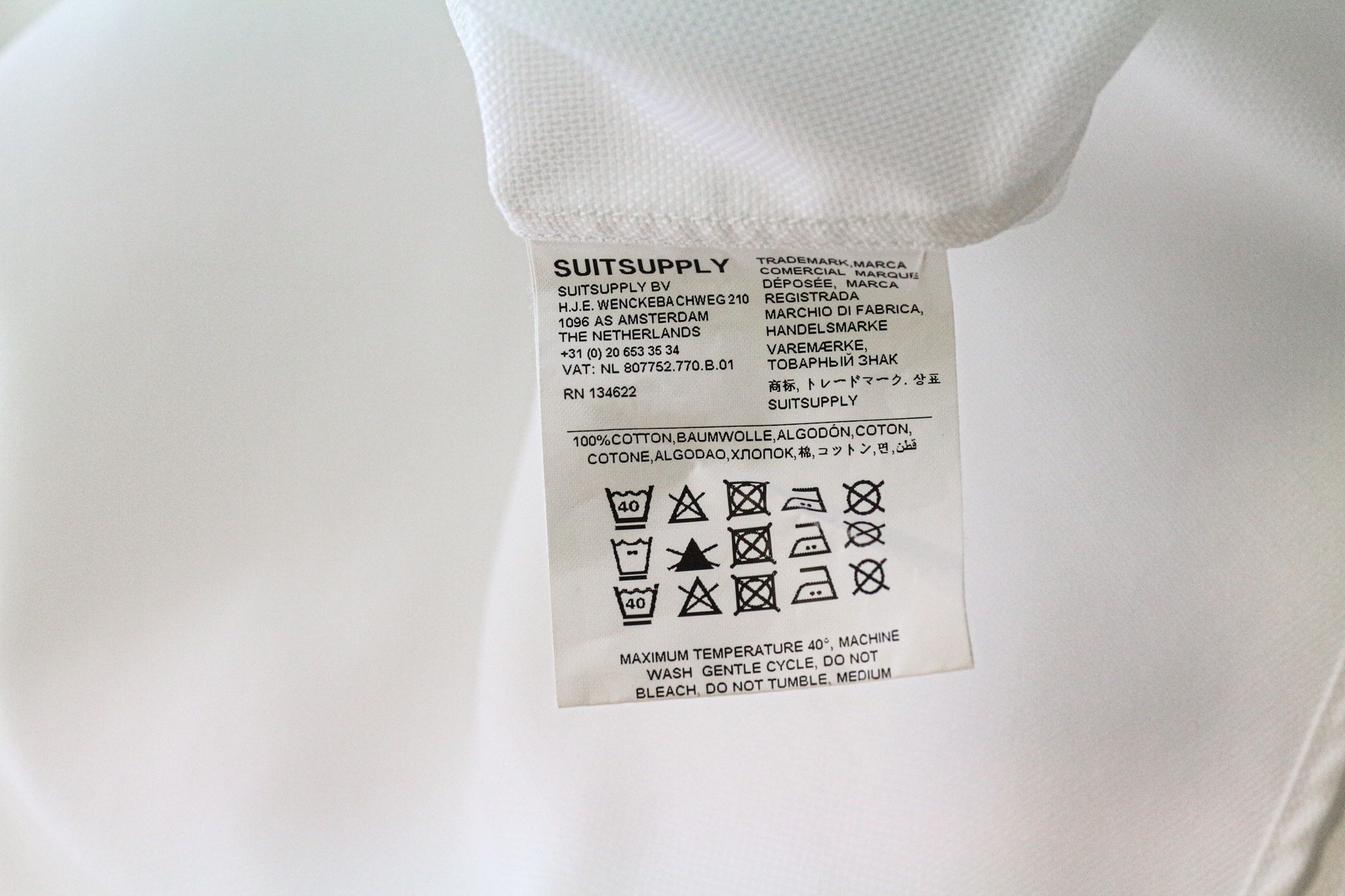 Suitsupply TRAVELLER 37/14 1/2 Slim White Cotton Shirt 79404 Size 36R - 6 Thumbnail