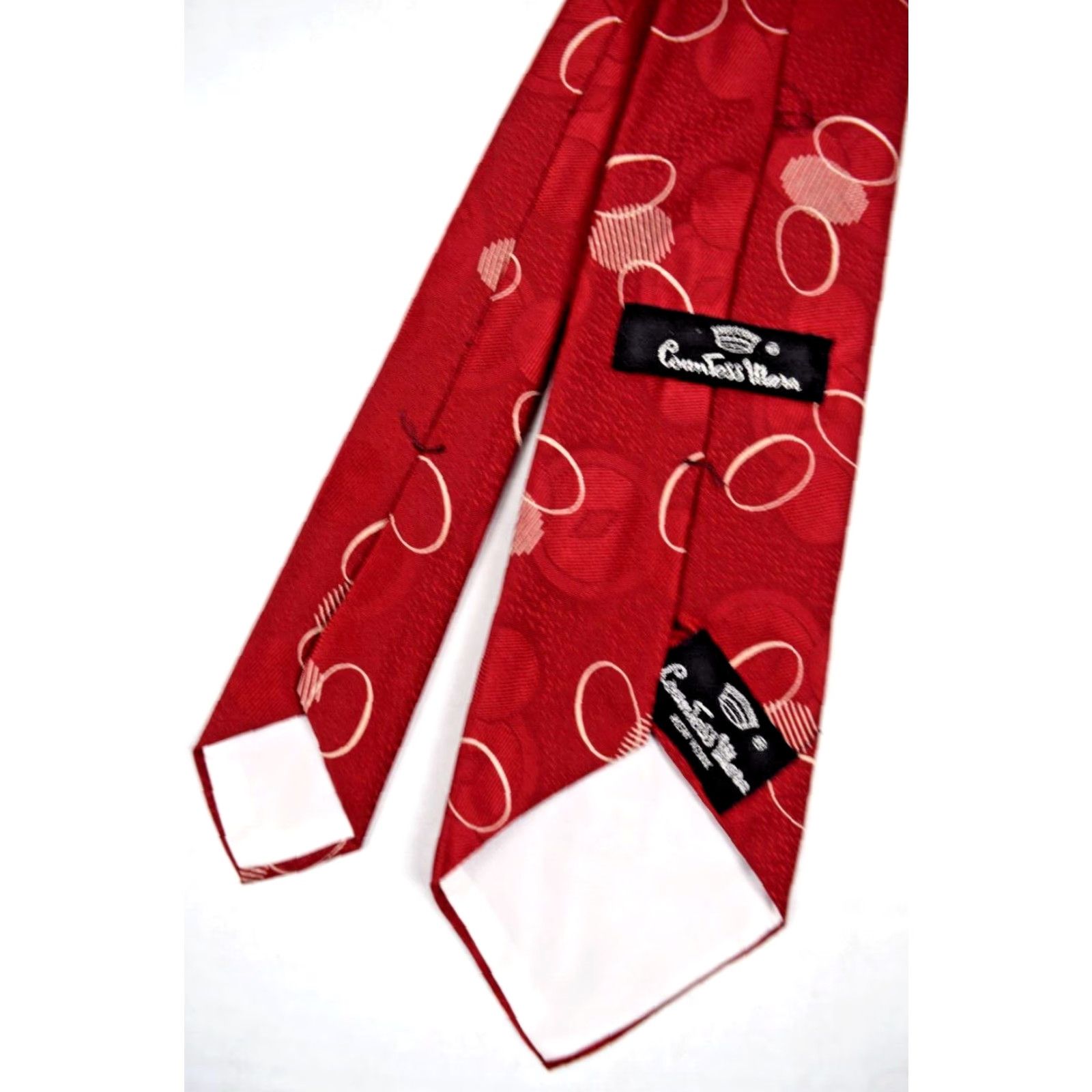 VINTAGE Countess Mara Neck Tie Silk Raspberry White 54.5 x 3.5 Adult Unisex Mod GoGo 50s 60s