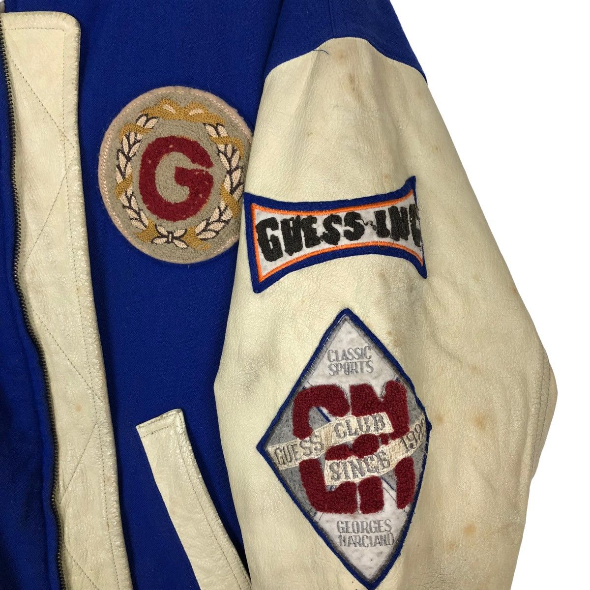 Guess 📌ACCEPT BINDING OFFER📌VINTAGE GUESS LEATHER VARSITY JACKET Size US L / EU 52-54 / 3 - 11 Thumbnail