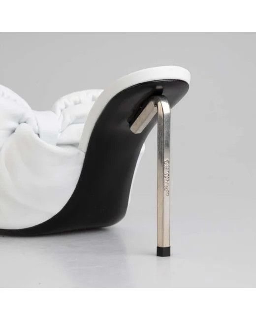 Off-White o1gr1nt1124 Nappa Bow High Allen Pointed Heels in White Size US 5 / IT 35 - 5 Thumbnail
