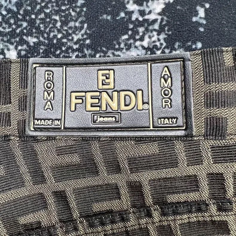 Fendi Fendi Brown FF Monogram Logo Pocket Straight Leg Jeans Size US 31 - 8 Thumbnail