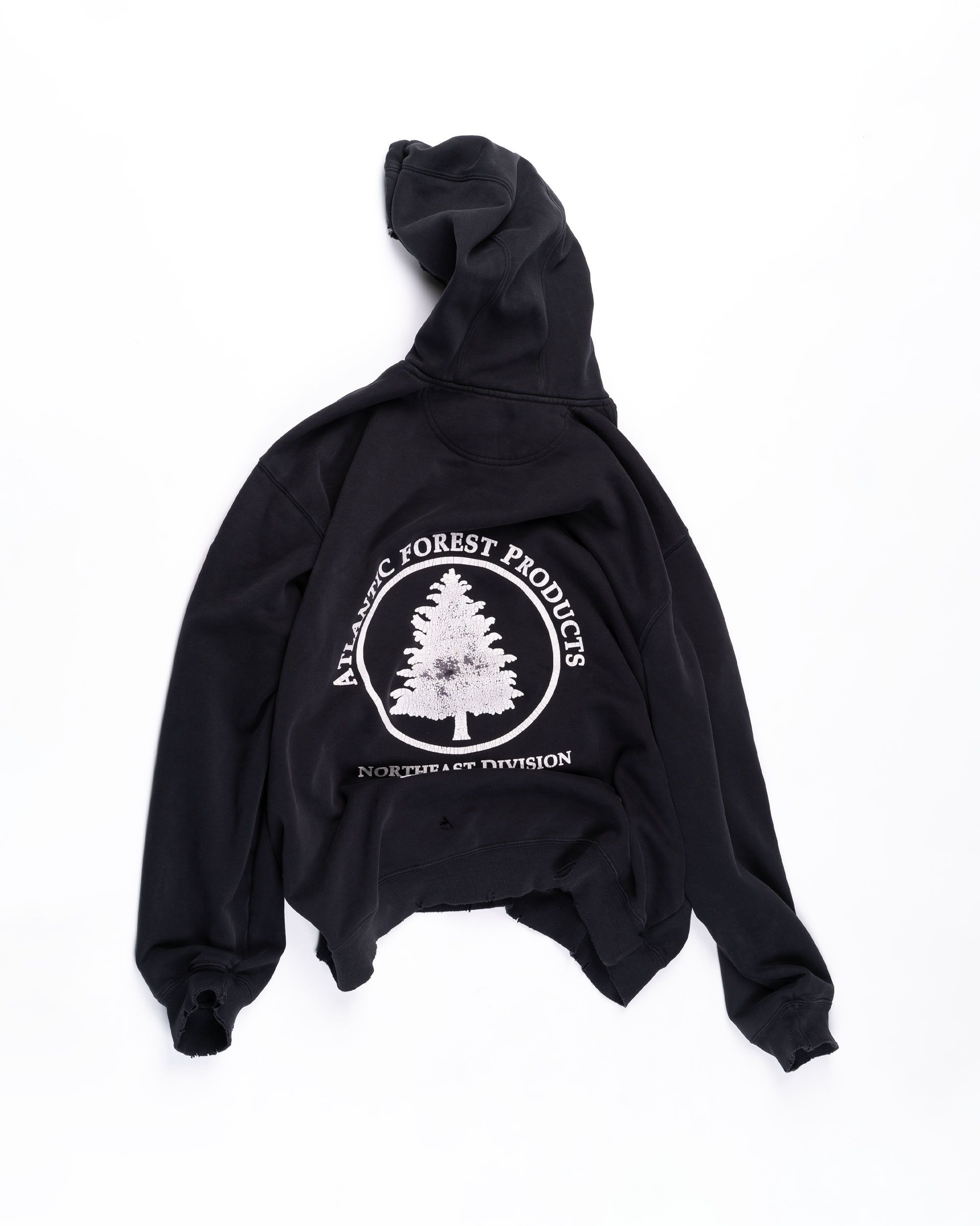 Image of Vintaged Thrashed Pine Tree Hoodie in Faded Black, Men's (Size 2XL)