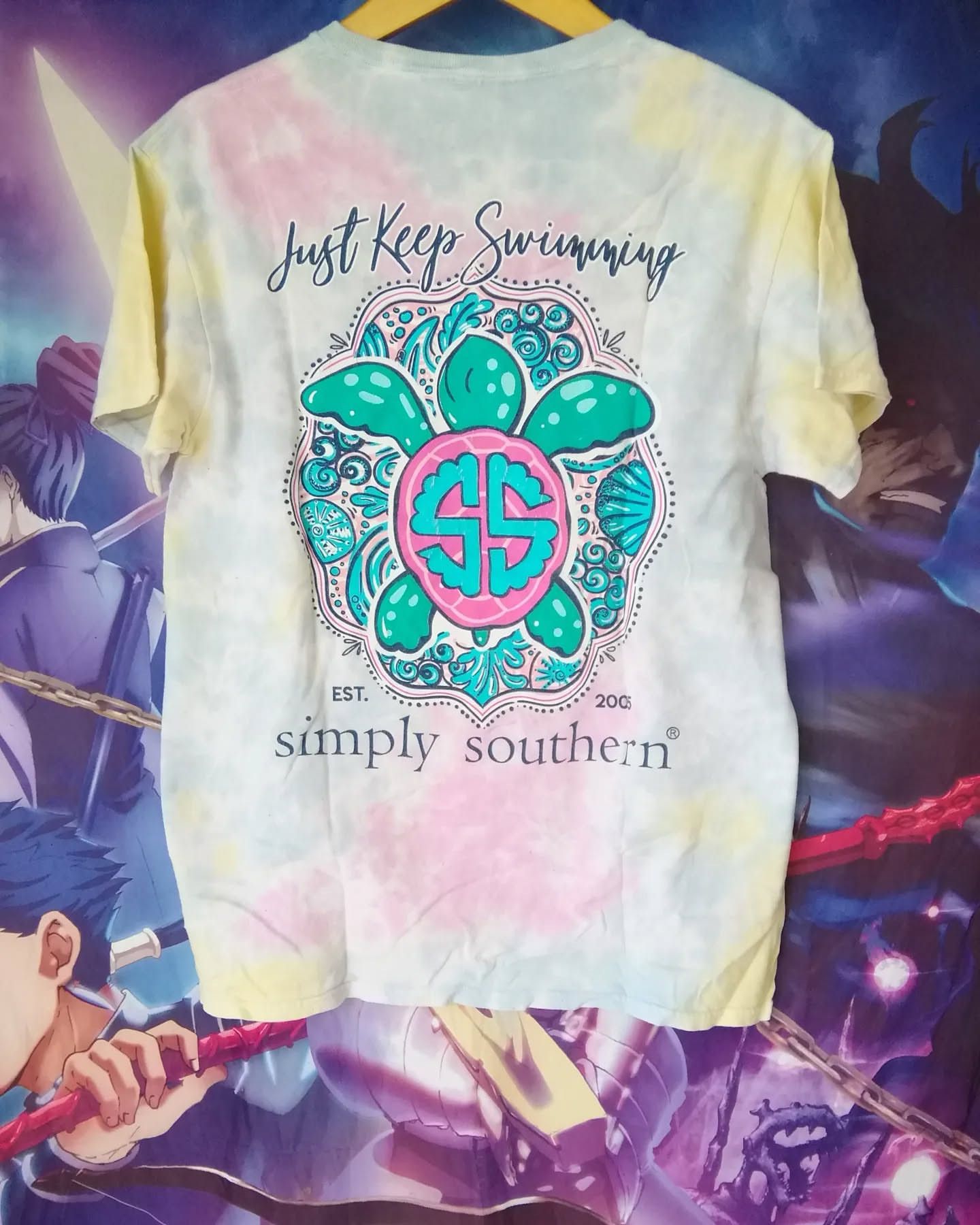 Vintage Simply Southern Just Keep Swimming Tie Dye Tees Size US M / EU 48-50 / 2 - 1 Thumbnail
