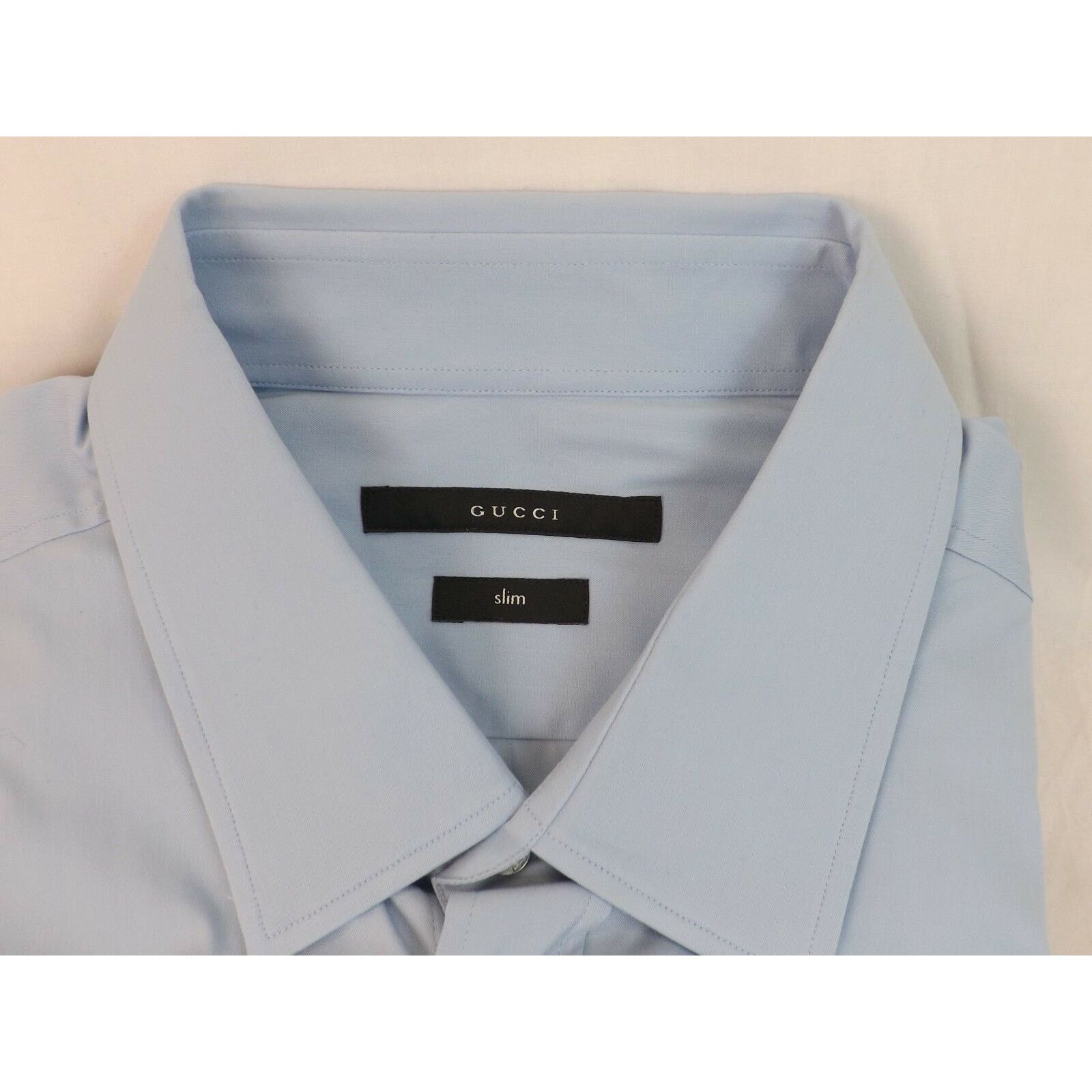 Gucci GUCCI BLUE STRETCH POPELINE COTTON SHIRT 17.5 44 # 269070 Size US S / EU 44-46 / 1 - 4 Thumbnail