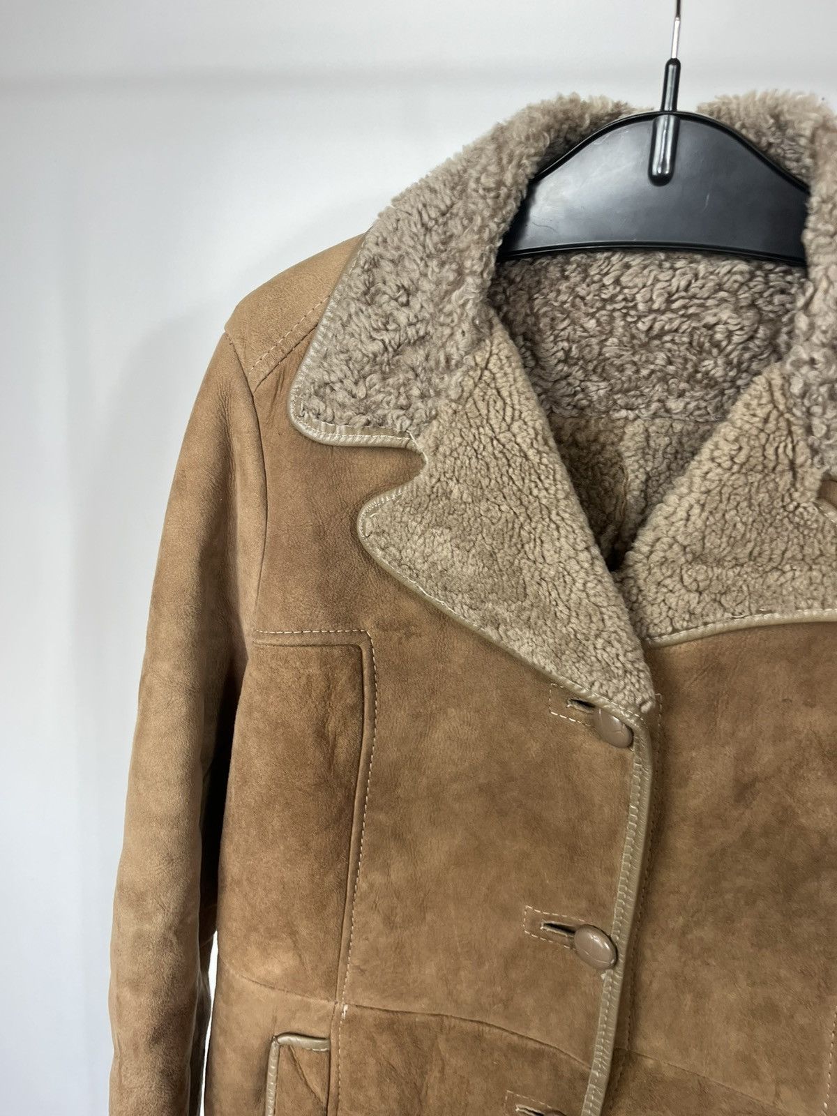 Other Vintage Shearling Sheepskin Coat Brown Real Fur Jacket UK Size M / US 6-8 / IT 42-44 - 4 Thumbnail