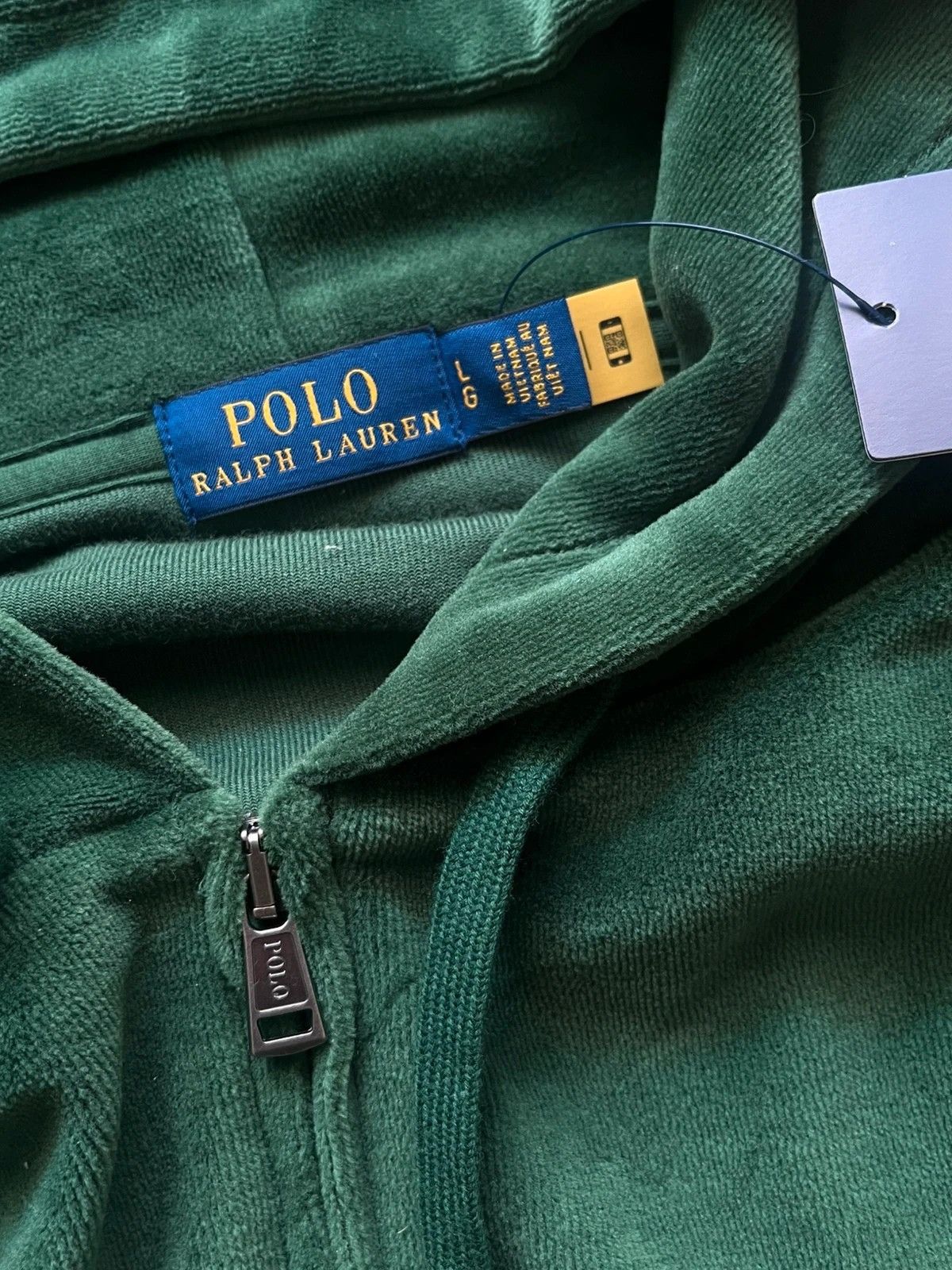 Polo Ralph Lauren Polo Ralph Lauren Zip Hoodie Sz L Velour Cotton Dark Green Size L / US 10 / IT 46 - 8 Thumbnail