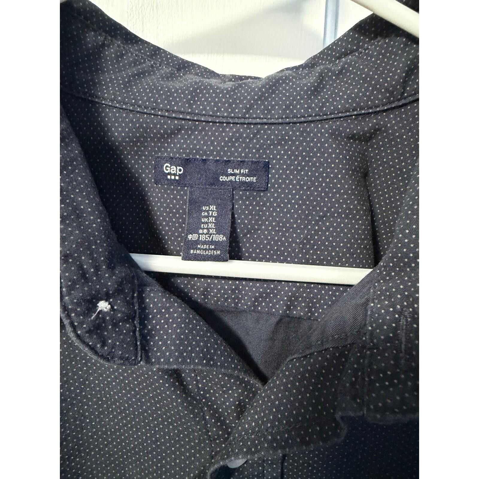 Gap Gap Button Down Shirt Mens XL Navy Blue Slim Fit Micro Dot Size US XL / EU 56 / 4 - 2 Thumbnail