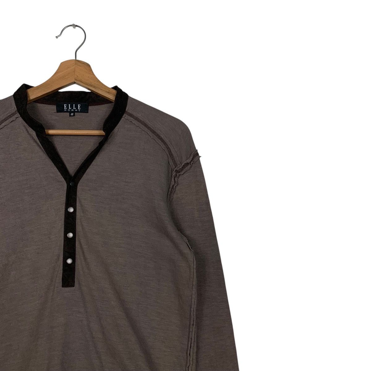 Japanese Brand ELLE HOMME Half Button V Neck Long Sleeve Shirt #2604-C117 Size US M / EU 48-50 / 2 - 5 Thumbnail