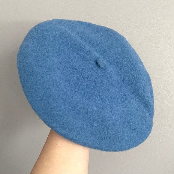 Vintage Beautiful Denim Blue Wool Beret - O/S, Unisex Size ONE SIZE - 2 Thumbnail