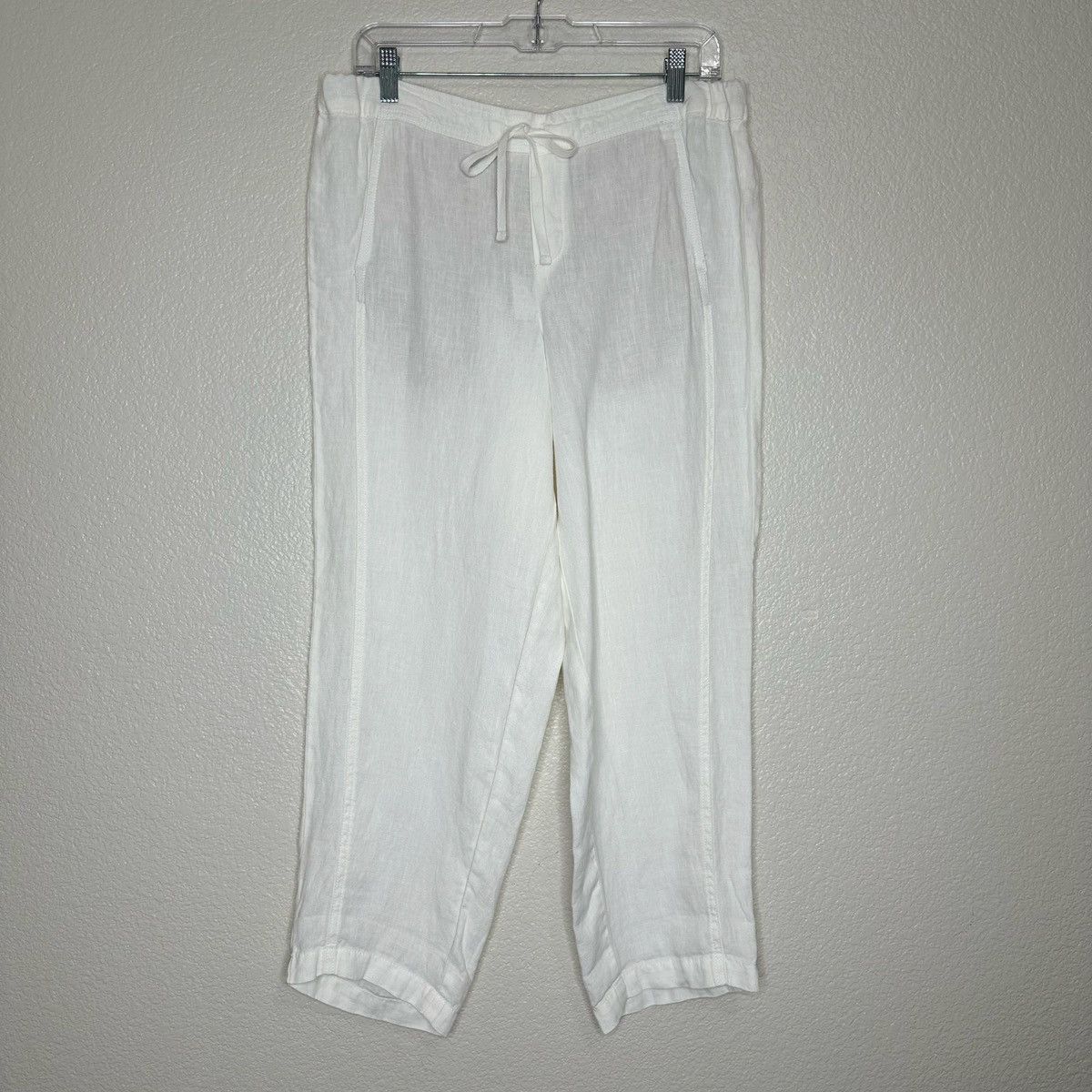 NWT J. Jill 100% Linen White Drawstring Casual Pants