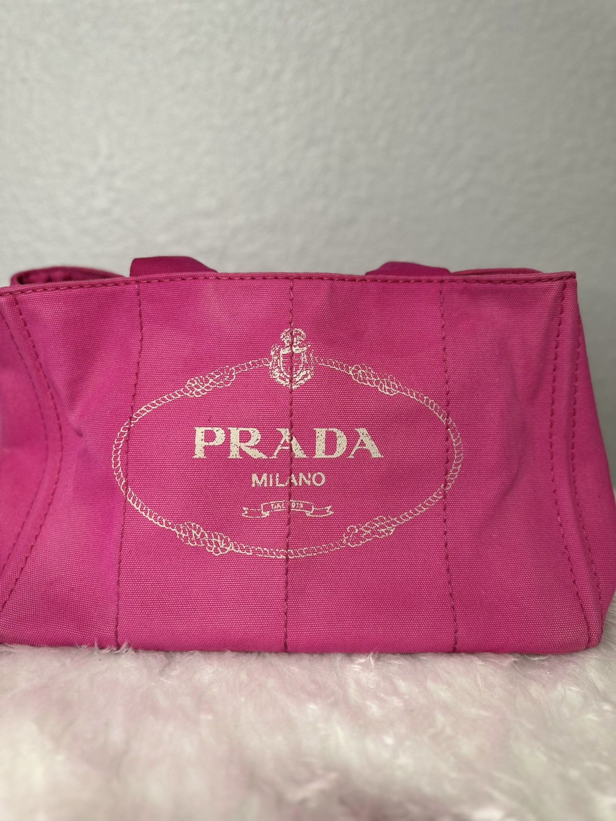 Prada Canapa BN2642 Handbag Fuchsia Authentic