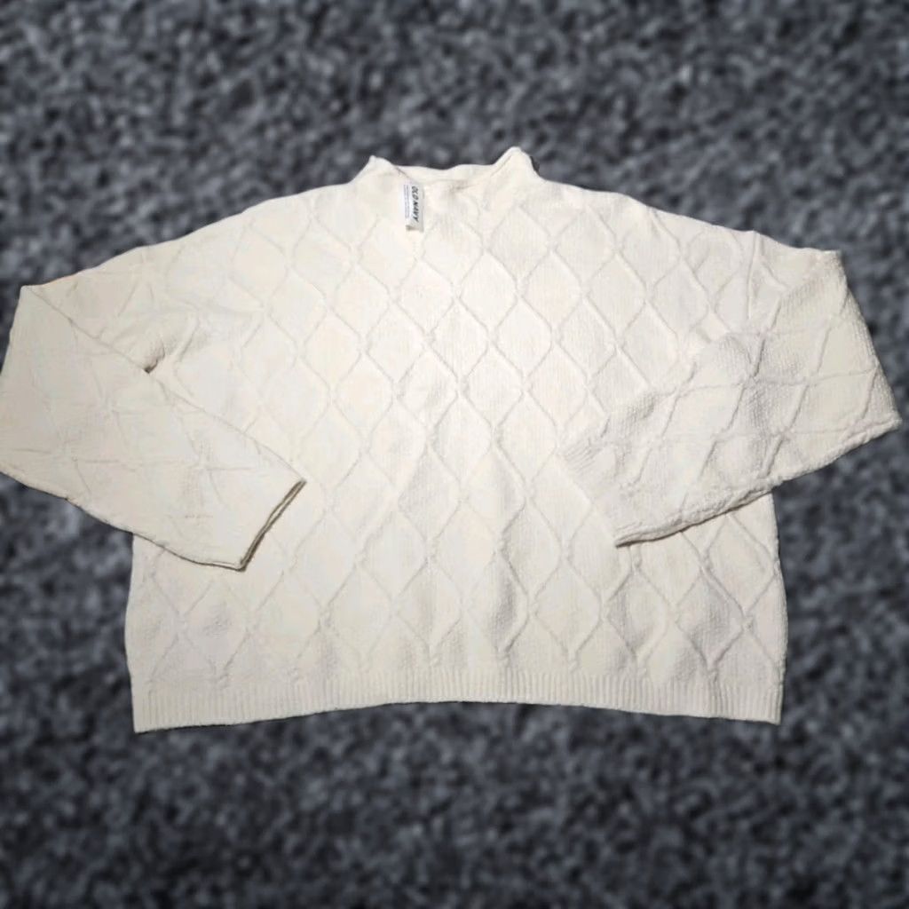 Old Navy Old Navy Sweater Womens Medium Ivory White Fisherman Knit Roll Neck Casual Size M / US 6-8 / IT 42-44 - 1 Thumbnail