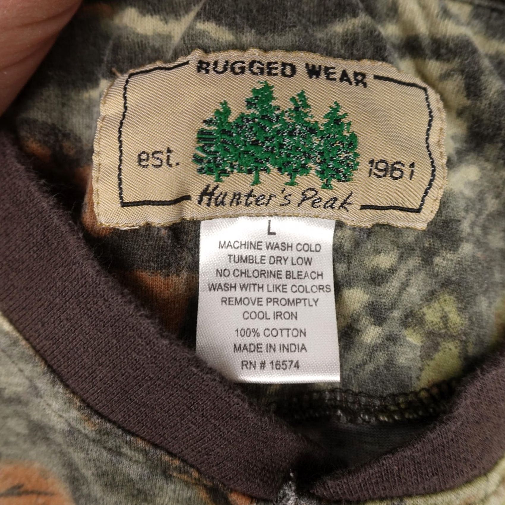 Vintage Vintage Rugged Wear Hunter's Peak Shirt Mens L Camouflage Henley Long Sleeve Size US L / EU 52-54 / 3 - 2 Thumbnail