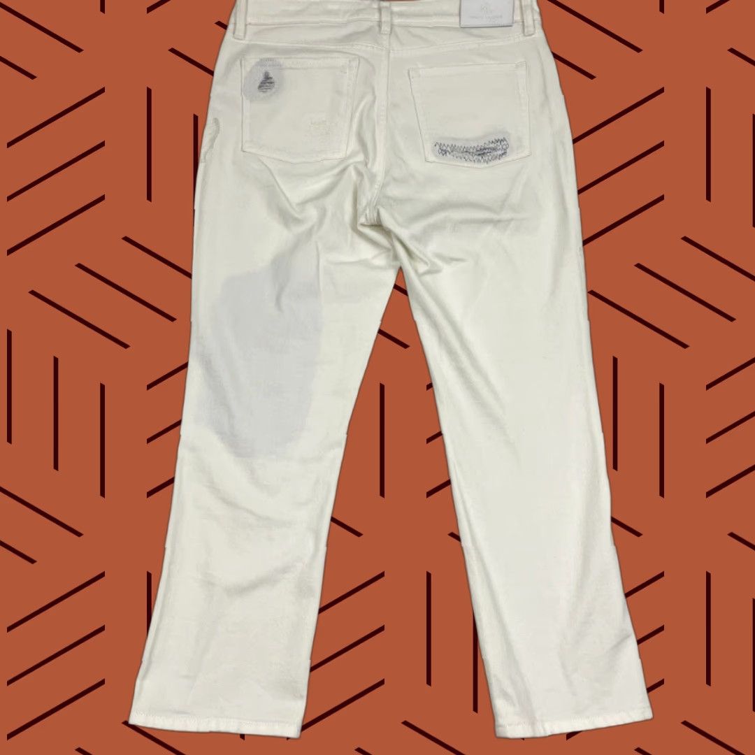 Lauren Ralph Lauren Jeans Womens Size 10 W33 L26 White Distressed Straight Ankle Pants