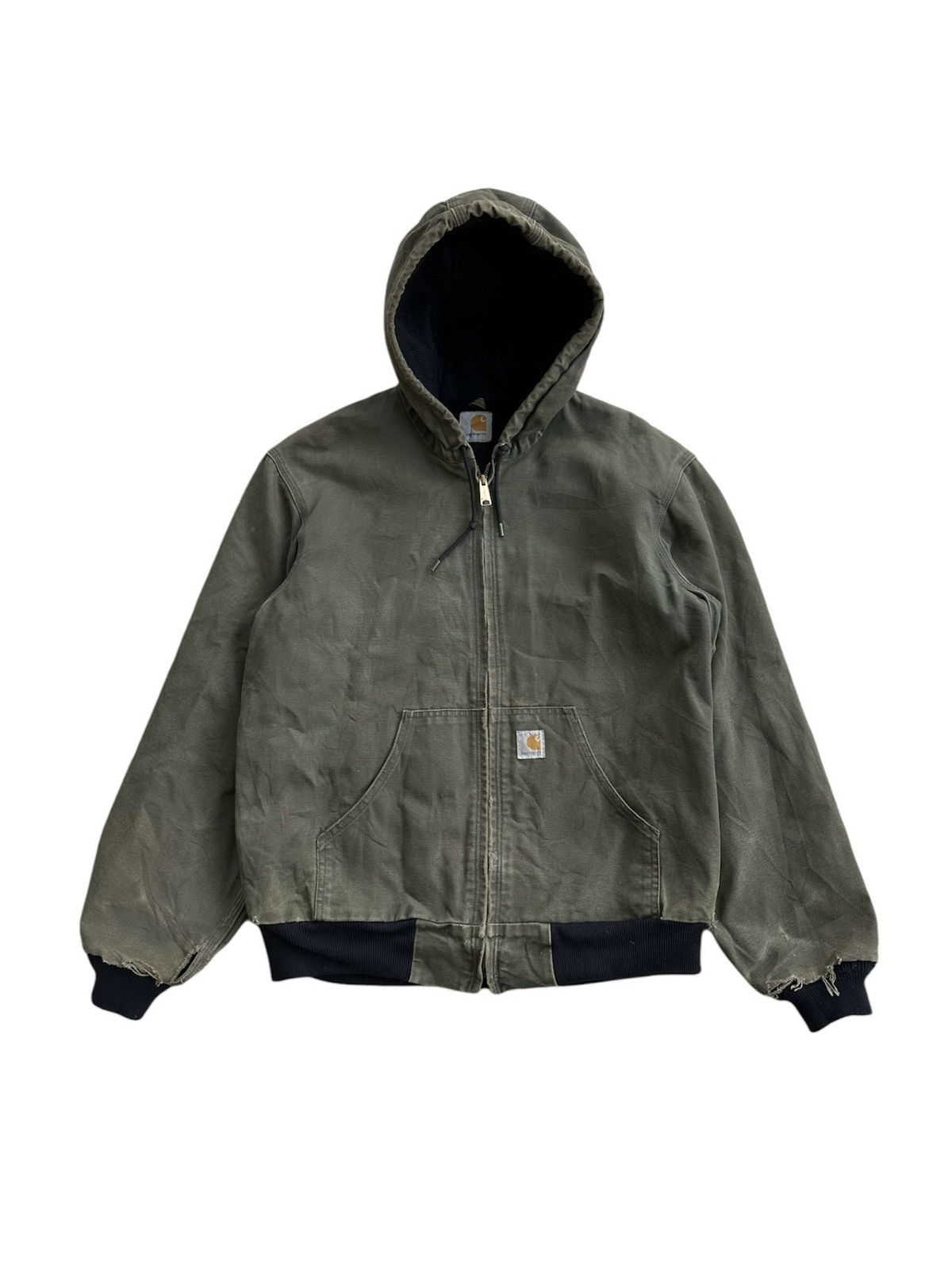 Carhartt Crazy Vintage Carhartt Hoodie Jacket Faded Green Distressed Size US L / EU 52-54 / 3 - 2 Thumbnail