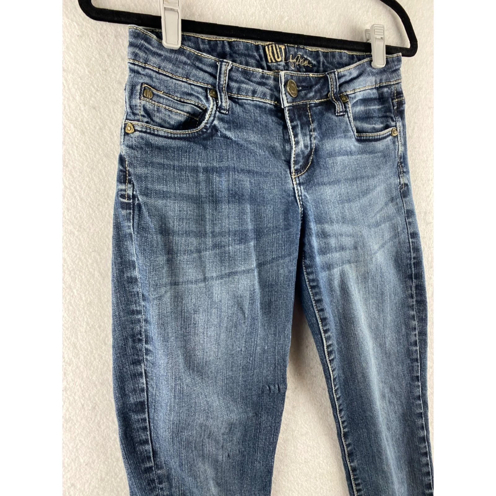 Vintage Kut from the Kloth Jeans Womens 4 Blue Mid Rise Distressed Denim Pockets Dark Size 27" / US 4 / IT 40 - 3 Thumbnail
