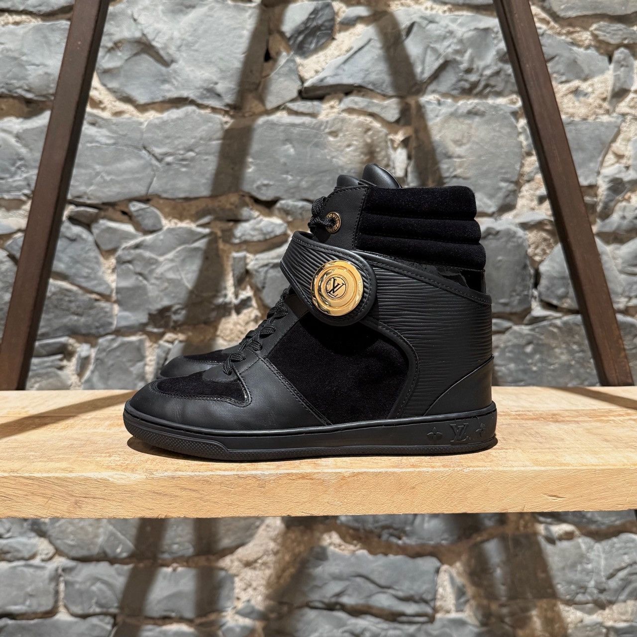 Louis Vuitton Louis Vuitton Black Epi Suede Wedges Sneakers Size US 7 / IT 37 - 8 Thumbnail