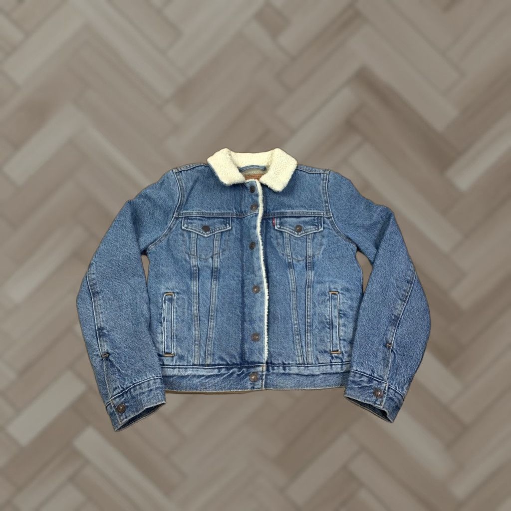 Levi's Levi's Trucker Jacket Womens XS Denim Blue Light Stonewash Lined Sherpa Pockets 10030 Regular Button Front Casual Travel Vintage: No (If required) Size XS / US 0-2 / IT 36-38 - 1 Thumbnail
