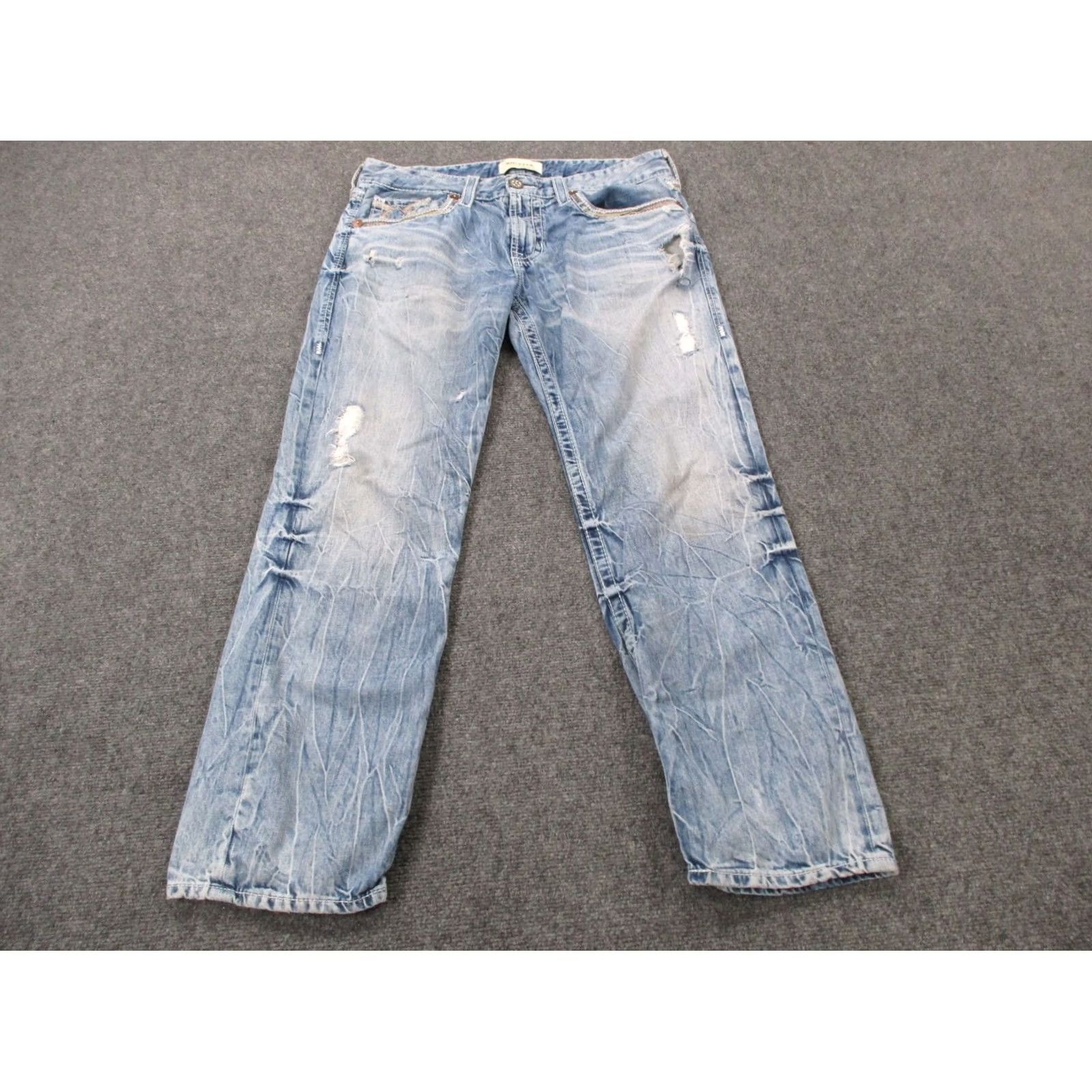 Vintage BIG STAR Jeans Mens 36 Straight Distressed Blue Denim 31in Inseam Casual Buckle Previous Tag Buckle Size US 36 / EU 52 - 2 Thumbnail