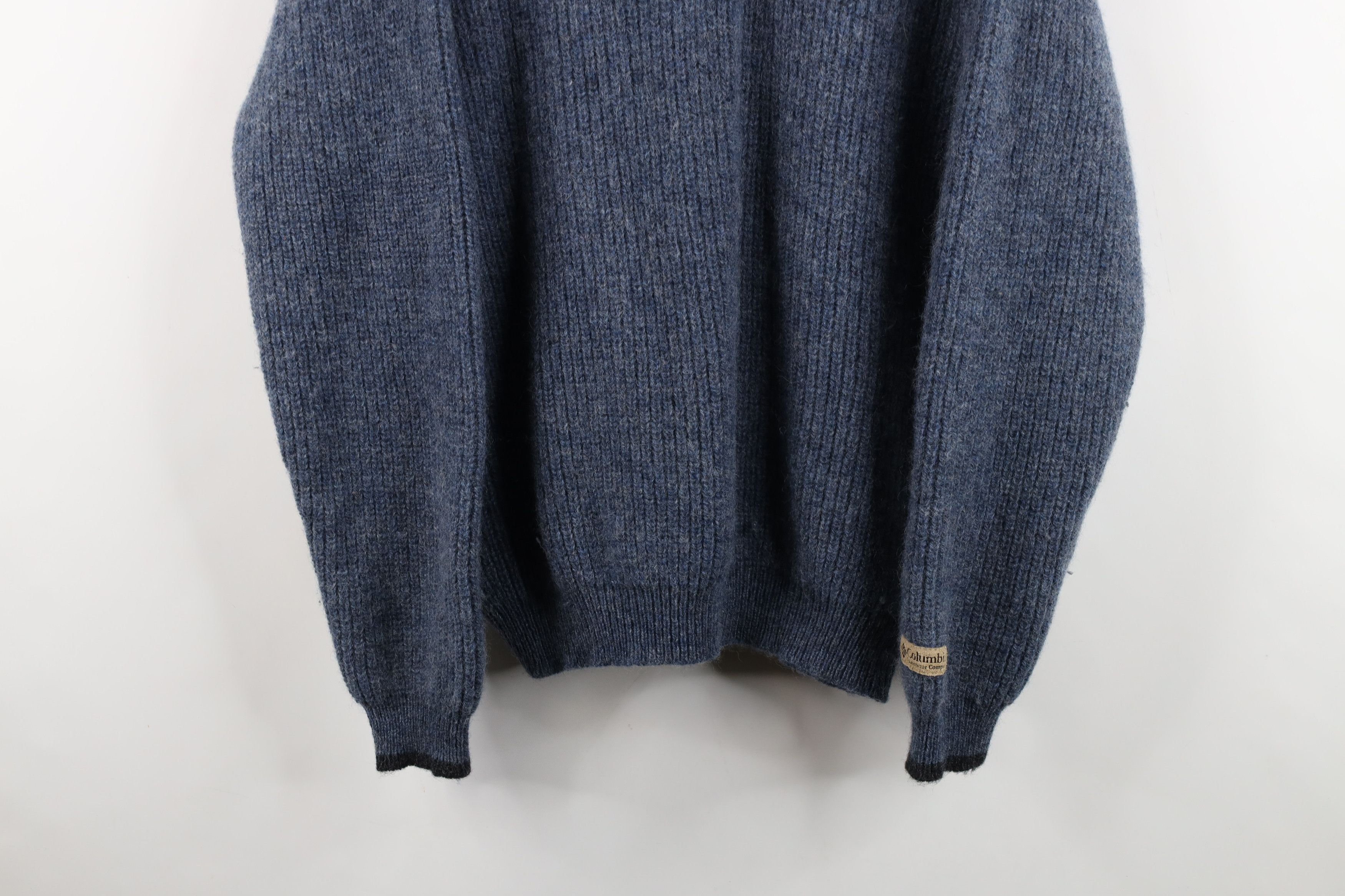 Columbia Vintage 90s Columbia Wool Ribbed Knit Half Zip Sweater Blue Size US M / EU 48-50 / 2 - 3 Thumbnail