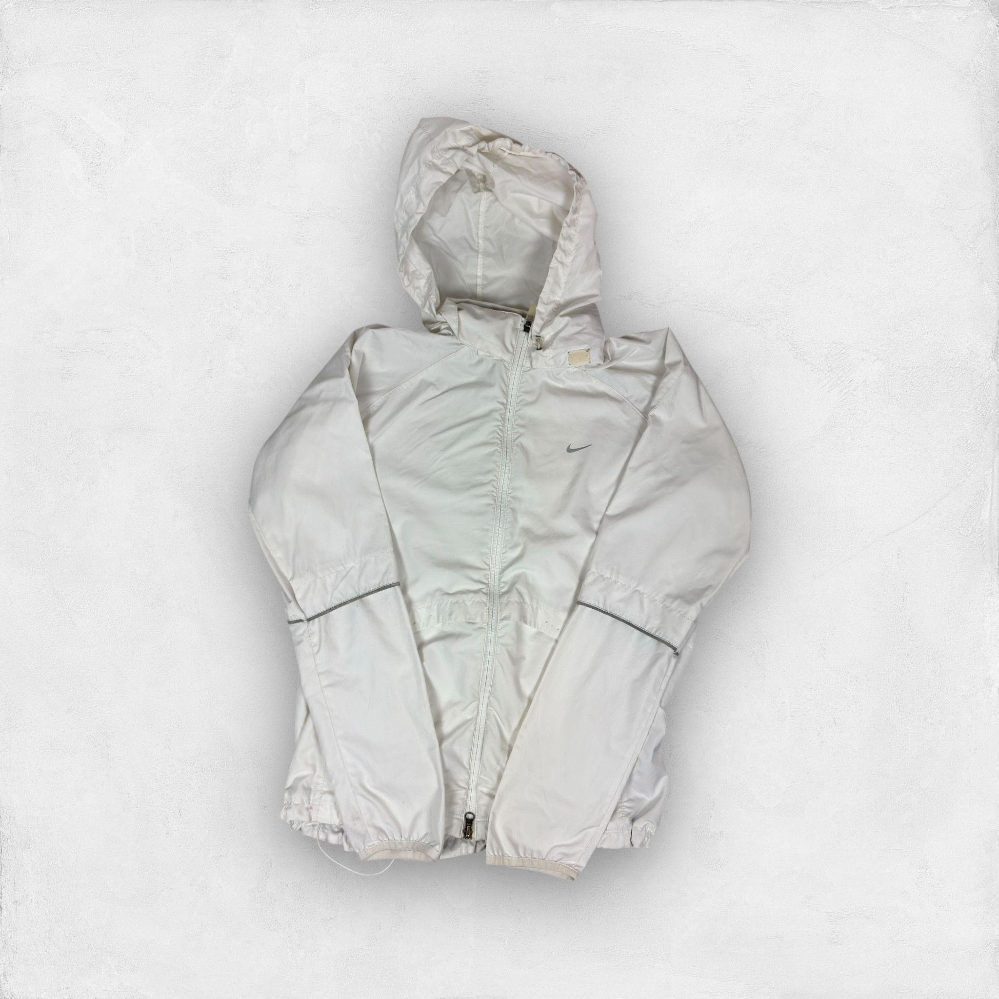 Nike × Vintage Nike Women's White Solo Swoosh Hooded Full Zip Jacket Large Size L / US 10 / IT 46 - 1 Thumbnail