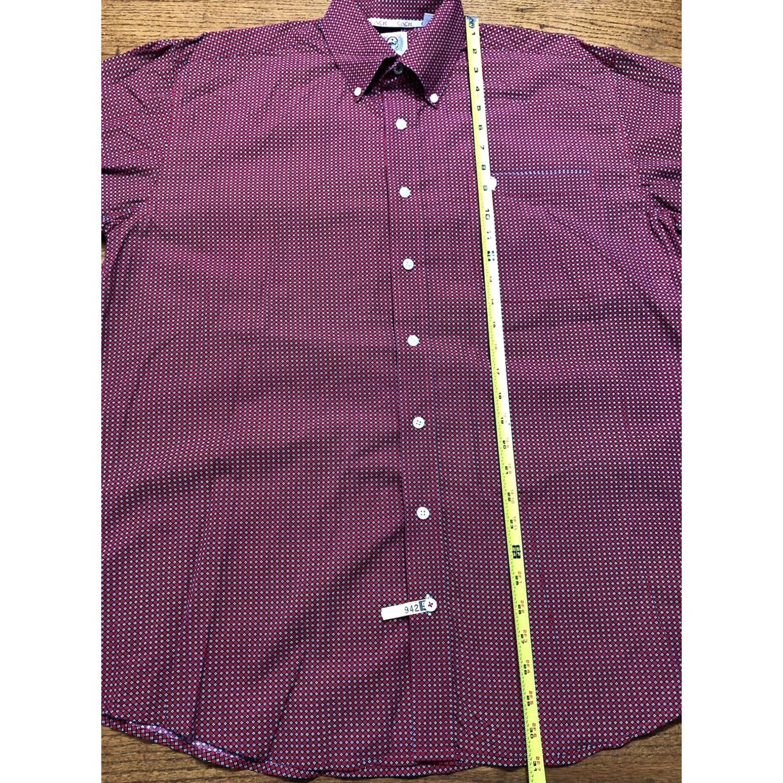 Vintage Cinch Red Geometric Print Long Sleeve Button Down Shirt Pocket Mens Medium Size US M / EU 48-50 / 2 - 5 Thumbnail