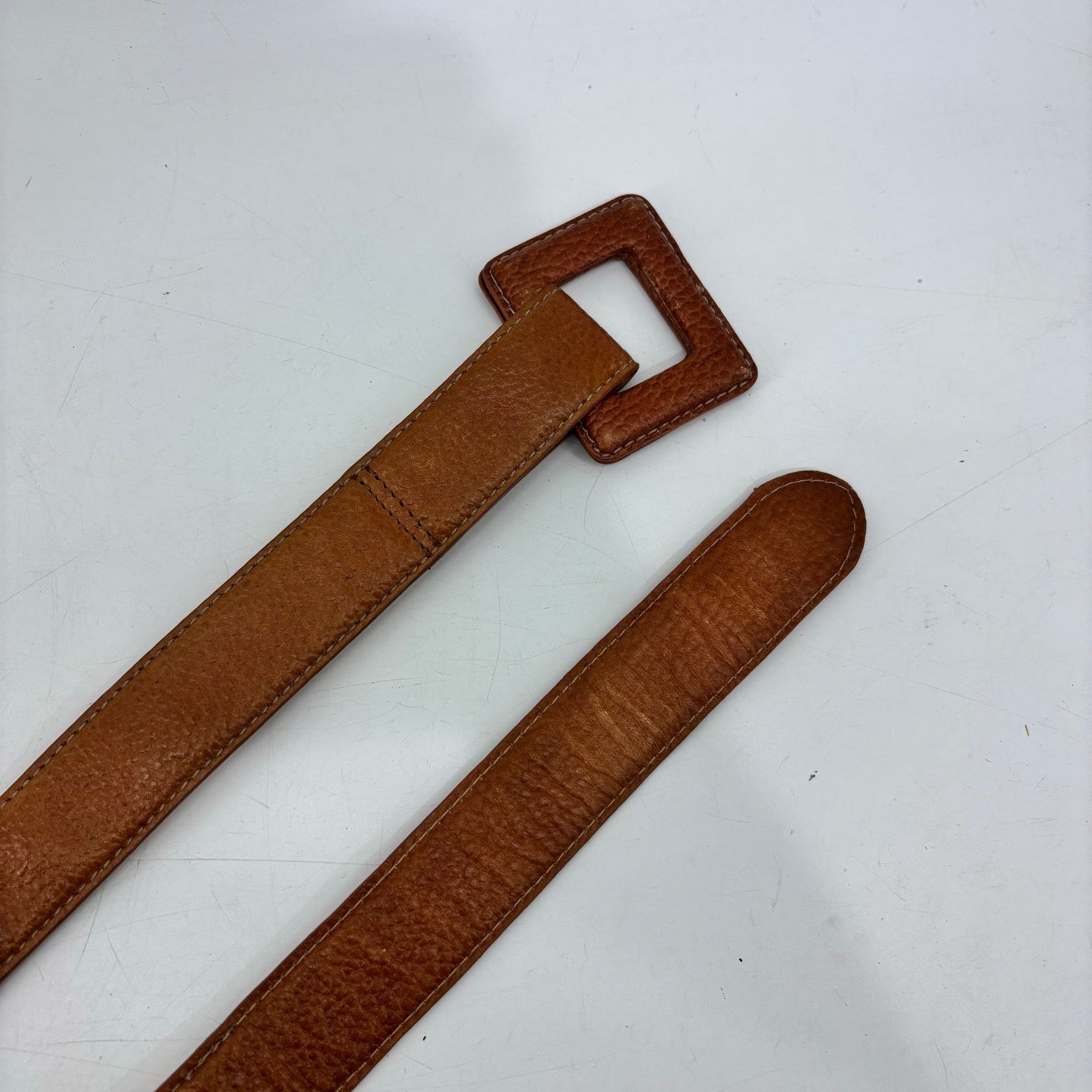 Esprit Esprit 90s Womens Size M Belt Leather Brown Glam Loop Fold Size ONE SIZE - 8 Thumbnail