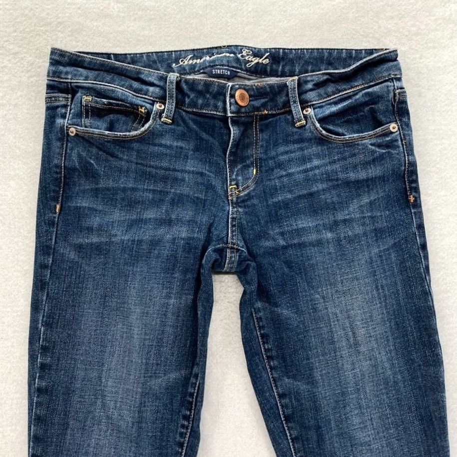 American Eagle Outfitters American Eagle Outfitters Skinny Jeans Women's 6 Short Dark Wash Stretch Denim Pants Blue 5-Pocket Design Slim Rise Low Denim Jeans Size 30" / US 8 / IT 44 - 2 Thumbnail