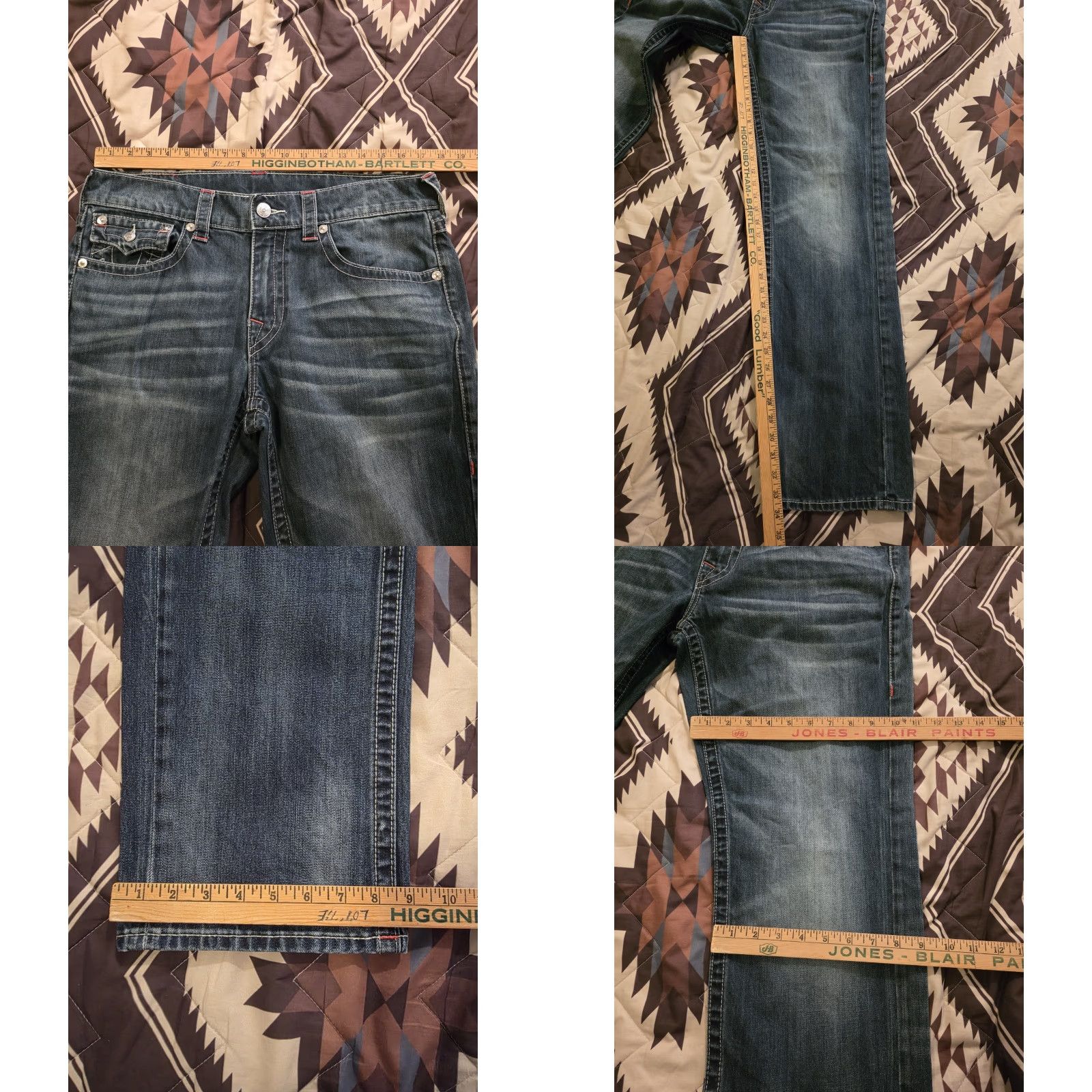 True Religion True Religion Jeans Men's Size 34 Straight Flap Pocket Blue NICE EUC Size US 35 - 9 Thumbnail