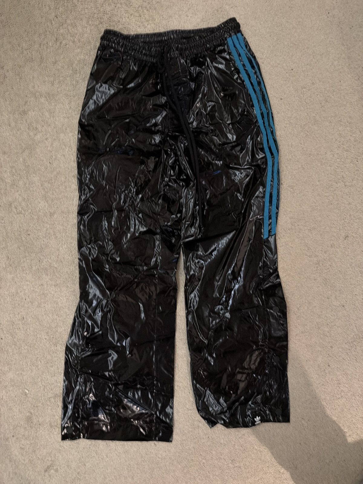 Adidas x Song for the Mute shiny black track pants Medium