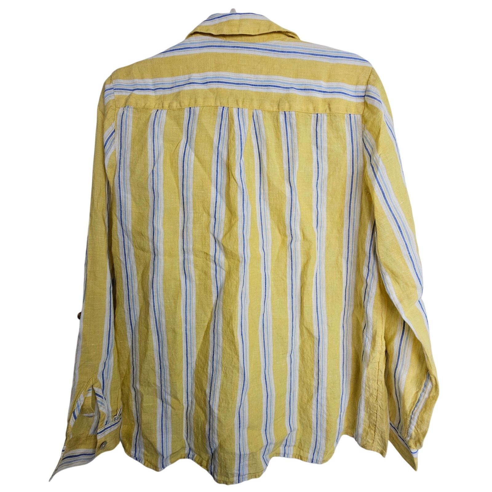 J. Jill J. Jill Love Linen Yellow Striped Linen Shirt Tunic Top M Size M / US 6-8 / IT 42-44 - 7 Thumbnail
