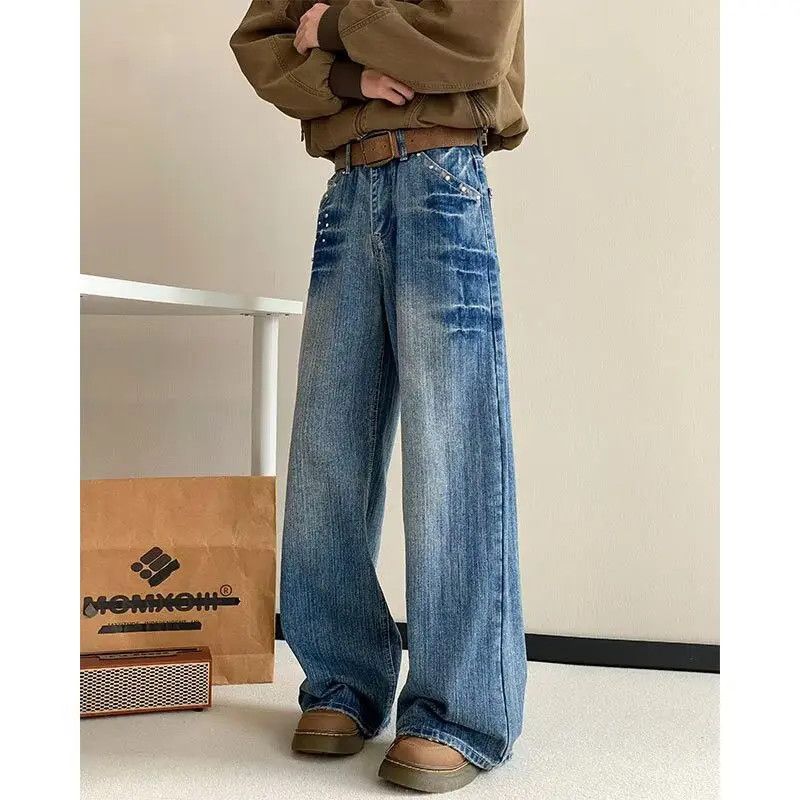 Japanese Brand × Jean Retro loose wide leg lightning straight leg jeans Size US 32 / EU 48 - 6 Thumbnail