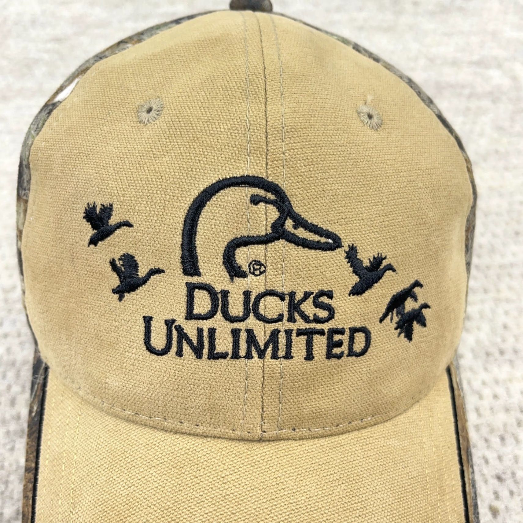 Vintage VINTAGE Ducks Unlimited Hat Cap Strap Back Brown Camo Nature Y2K Mens Adult Size ONE SIZE - 4 Thumbnail