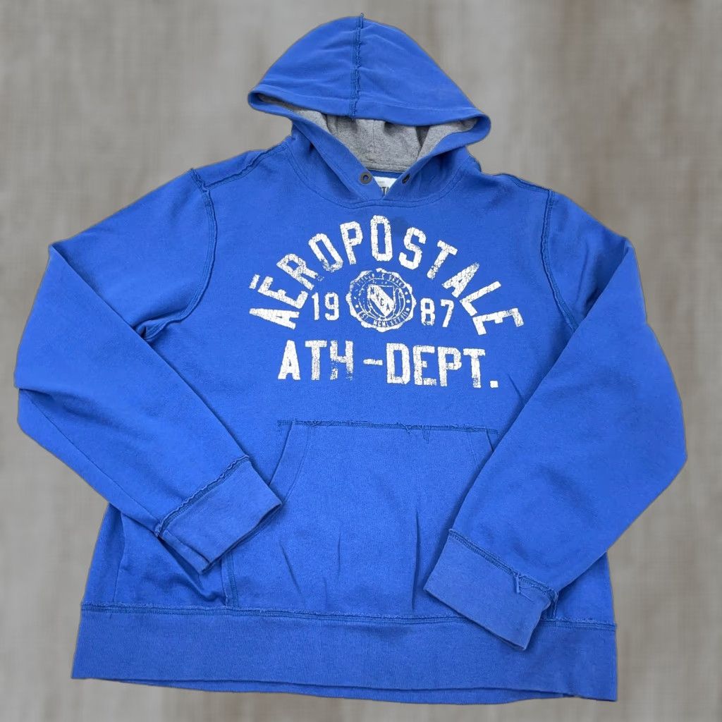 Aeropostale Vintage Aeropostale Hoodie Men XL Blue Pullover Sweatshirt Spellout Gym Size US XL / EU 56 / 4 - 1 Thumbnail