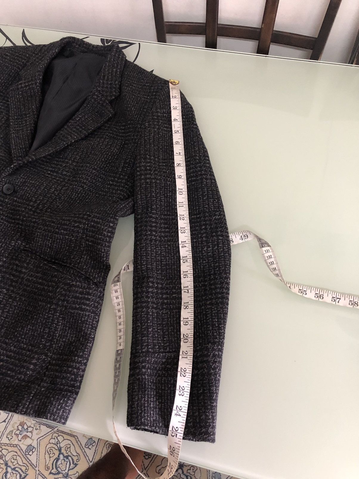 Japanese Brand Vtg Uniqlo Tweed Gingham Dark Grey Single Breasted Blazer Size US L / EU 52-54 / 3 - 19 Thumbnail