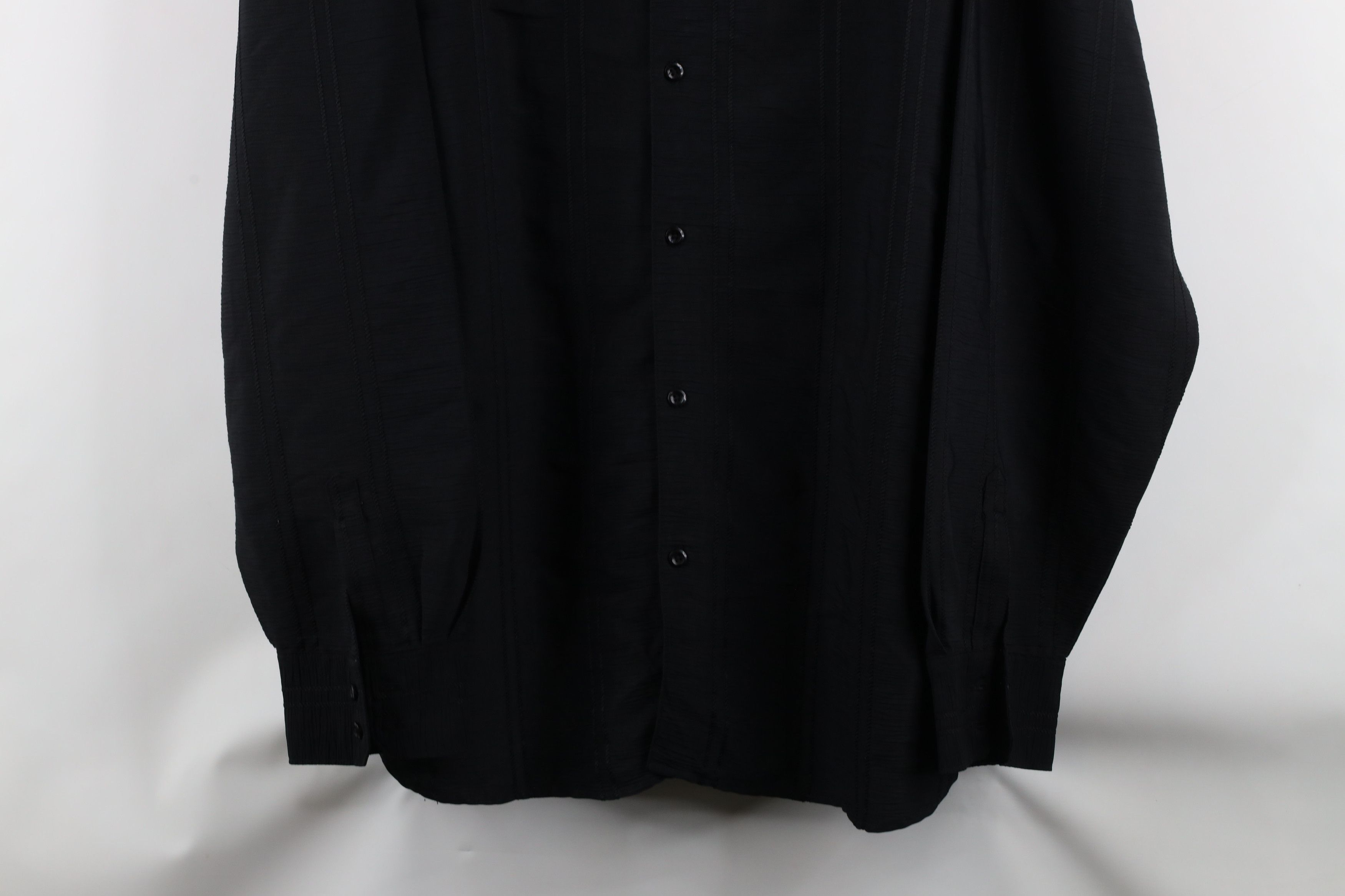 Vintage Vintage 90s Streetwear Striped Collared Button Shirt Black Size US XL / EU 56 / 4 - 3 Thumbnail