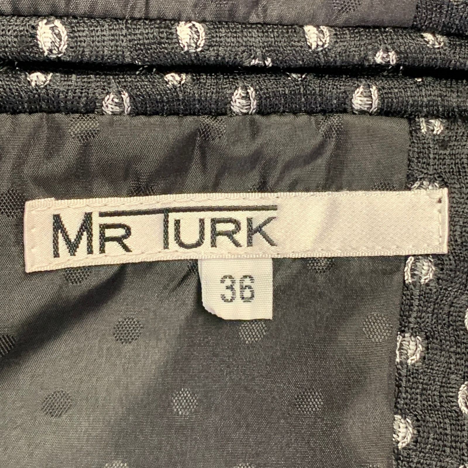 Mr Turk MR TURK Regular Black White Perforated Notch Lapel Suit Size 36R - 8 Thumbnail