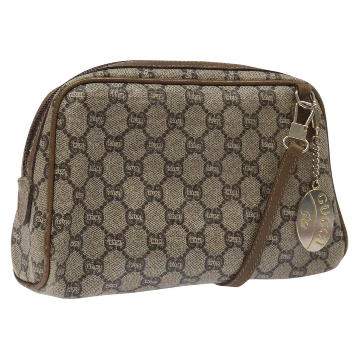 GUCCI GG Plus Supreme Shoulder Bag Pvc Leather Beige