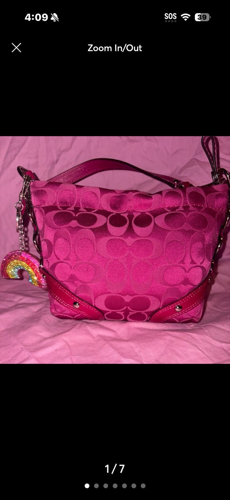 Coach Coach signature Carly pink fuchsia patent leather trim bag Size ONE SIZE - 1 Thumbnail