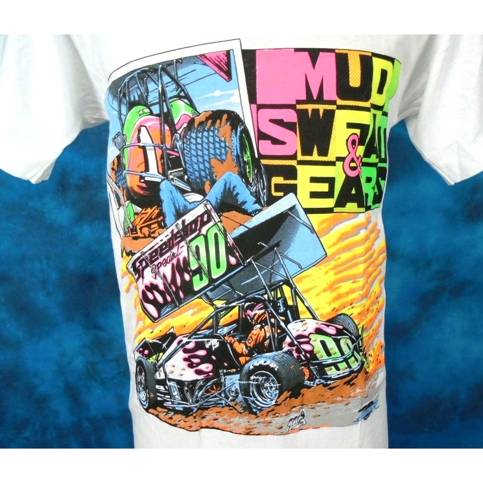 Fruit Of The Loom VINTAGE 80s SPRINT CAR RACING T-Shirt S/M MUD SWEAT GEARS single stitch cartoon Fruit of the Loom Cotton Men Size US S / EU 44-46 / 1 - 2 Thumbnail