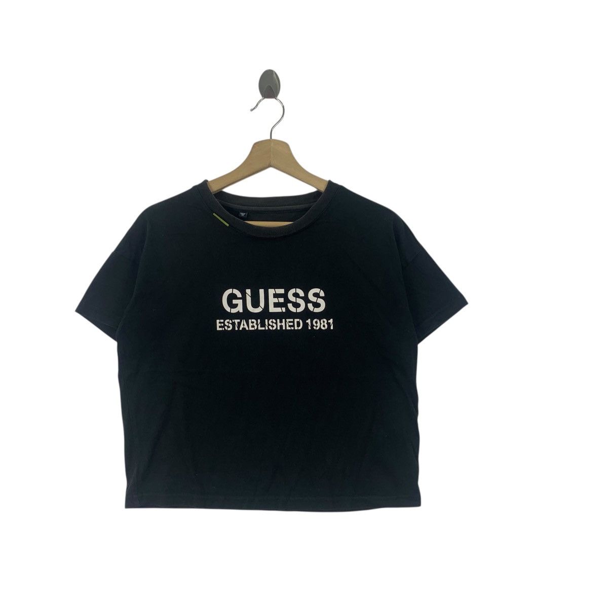 Guess GUESS USA DENIM Lifestyle Logo Cropped Top Tee Shirt Black Size XS / US 0-2 / IT 36-38 - 4 Thumbnail