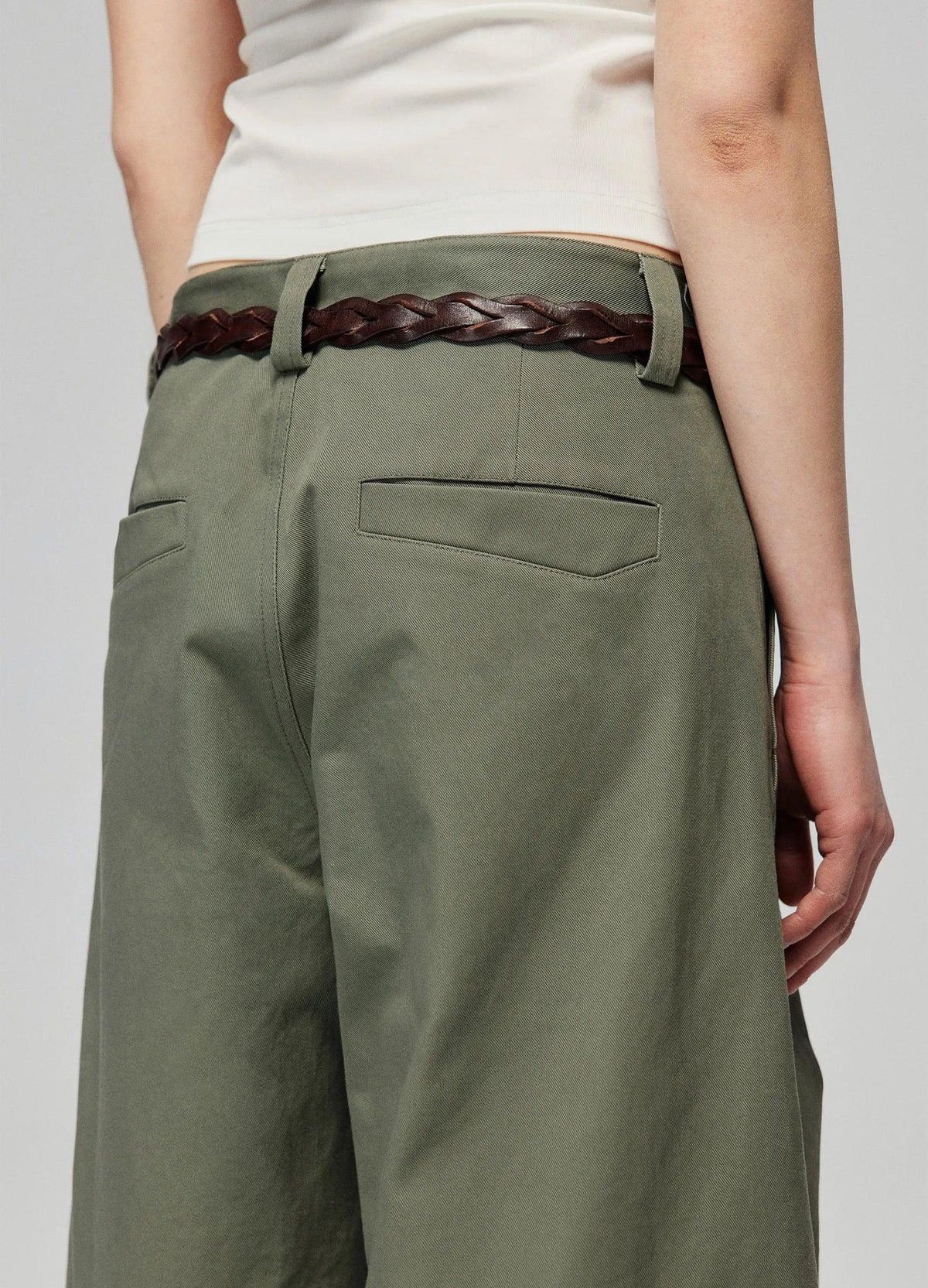 Japanese Brand Darted Wide Cotton Trousers Size US 32 / EU 48 - 3 Thumbnail