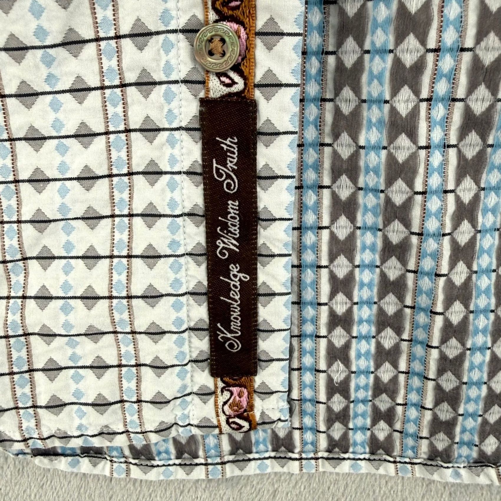 Robert Graham Robert Graham Mens Geometric Diamond Print Button Down Silk Trim Shirt L Size US L / EU 52-54 / 3 - 7 Thumbnail