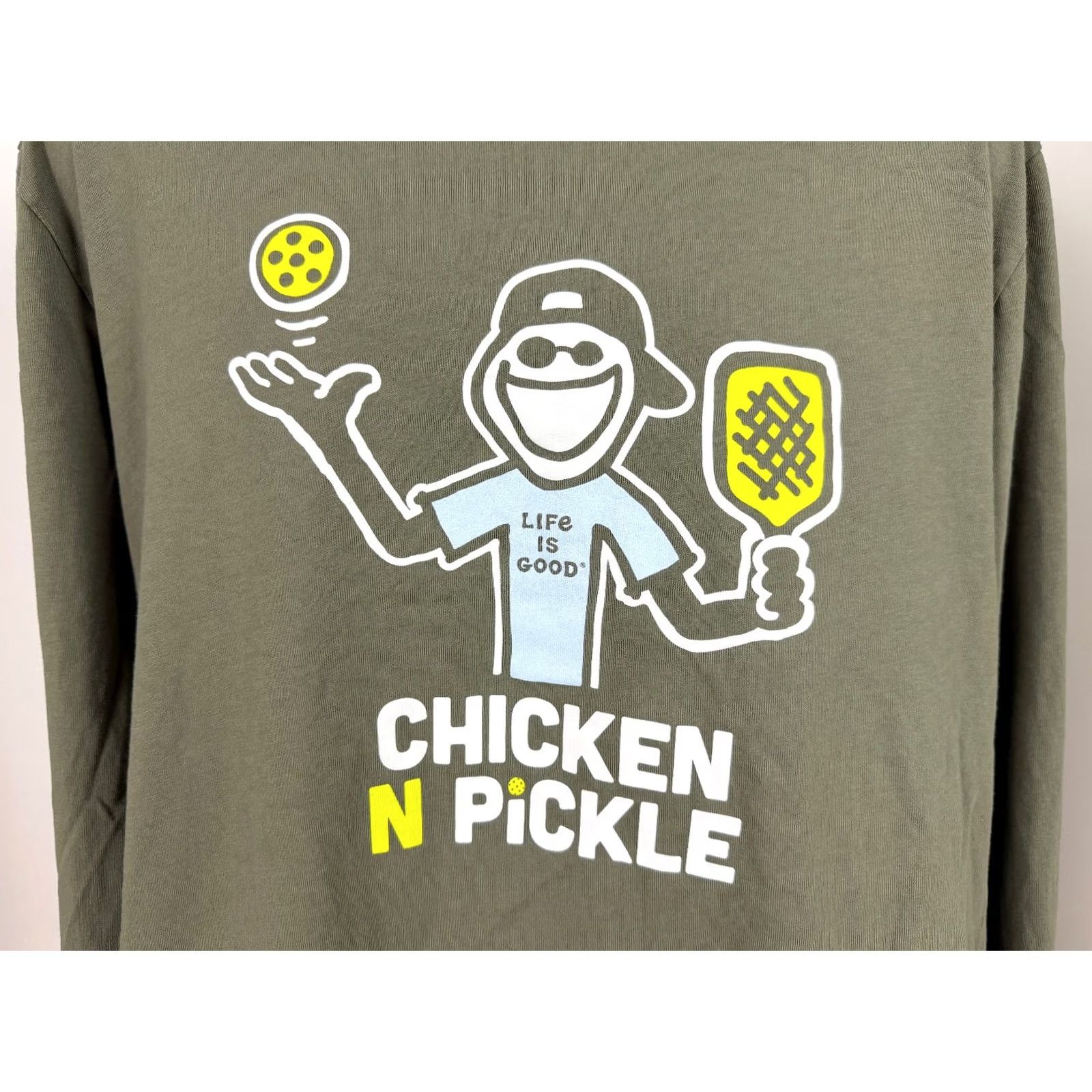 Life is Good Life is Good Shirt Men XL Olive Chicken N Pickle Ball Sports Long Sleeve Cotton Size US XL / EU 56 / 4 - 2 Thumbnail