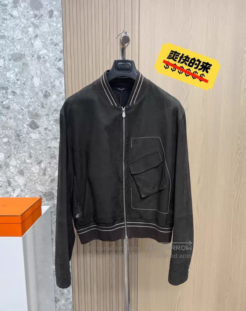 Hermes Hermes 24 Autumn-Winter Leather Biker Jacket, Suede Cowhid Size US L / EU 52-54 / 3 - 1 Thumbnail