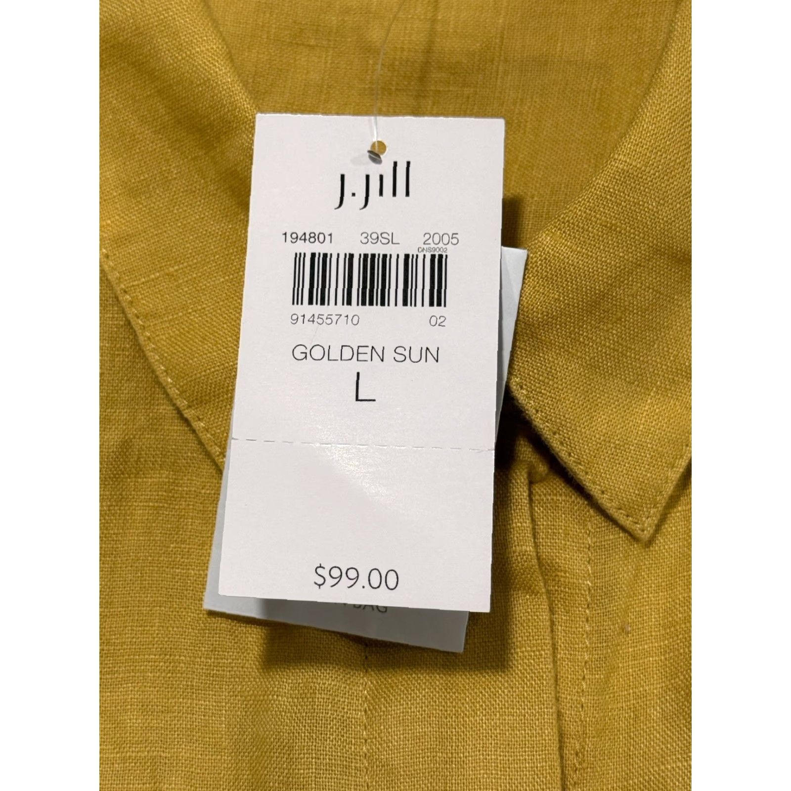 J. Jill NWT J.Jill Love Linen Dress Mustard Yellow Short Sleeve 1/2 Button Sz Large Size 36" / US 14 / IT 50 - 5 Thumbnail