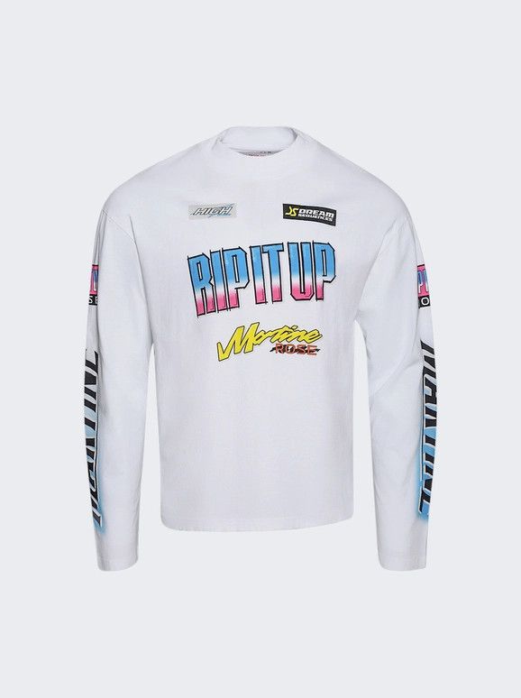 Martine Rose o1mle0226 Funnel Neck Long Sleeve T-Shirt in White Size US XL / EU 56 / 4 - 1 Thumbnail